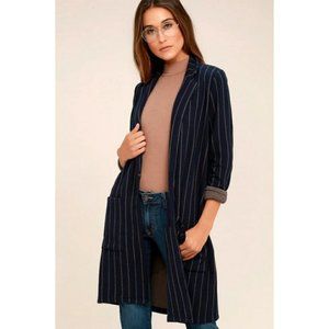 Lulus Soho Scene Pinstripe Knit Long Coat Sweater